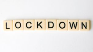 The word 'Lockdown' made up of tiled letters